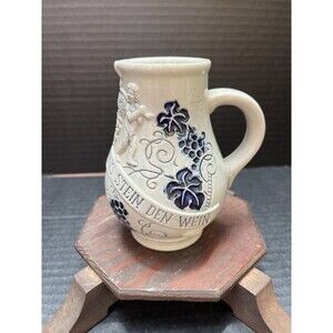 German Wicke-Werk Salt Glazed Stoneware Creamer 5" Tall Blue/Grey Pitcher